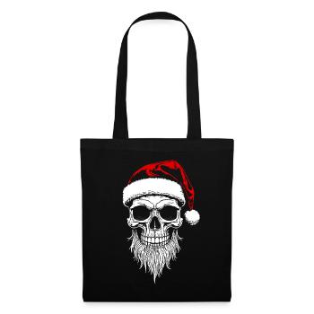 Schädel Santa Weihnachts - Skull - Stoffbeutel - Schwarz - Vorne