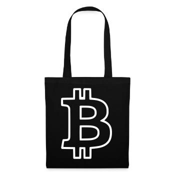 Bitcoin Logo Outline Neon Minimalistisch - Stoffbeutel - Schwarz - Vorne