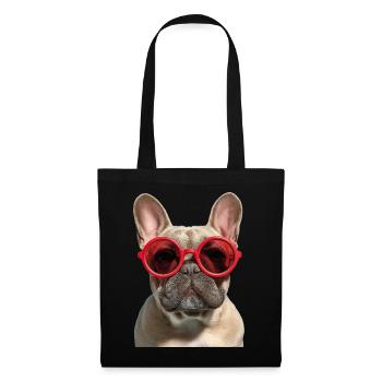 Französische Bulldogge French Bulldog Frenchie - Stoffbeutel - Schwarz - Vorne