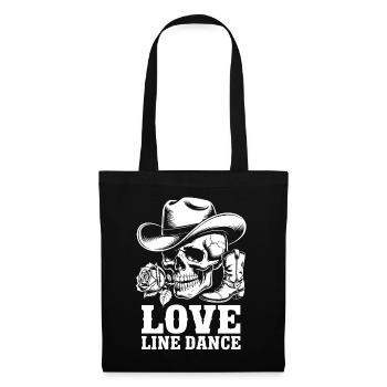 Skelett Cowboy Line Dance - Stoffbeutel - Schwarz - Vorne