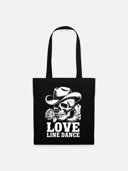 Skelett Cowboy Line Dance - Stoffbeutel - Schwarz