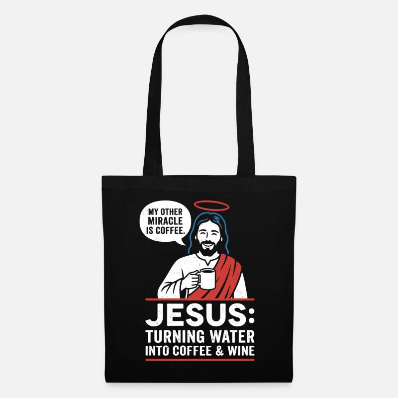 Jesus Kaffee-Wunder Grafik - Stoffbeutel - Schwarz