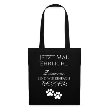 Zusammen besser – Pfote Minimal Design weiß - Stoffbeutel - Schwarz - Vorne