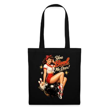 Retro Bowling Pin-Up Lady – You Bowl Me Over - Stoffbeutel - Schwarz - Vorne