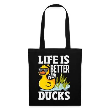 Motifs drôles de canards Citons amoureux de canards - Sac en tissu - noir - Devant