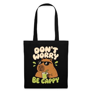 Don’t Worry, Be Cappy – Cooles Capybara - Stoffbeutel - Schwarz - Vorne