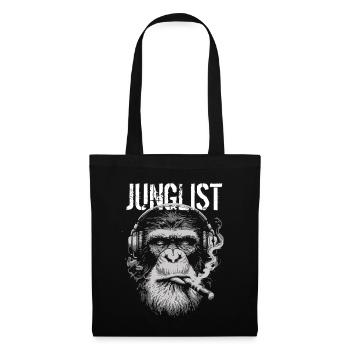 Junglist-Affe mit Kopfhörern - Stoffbeutel - Schwarz - Vorne