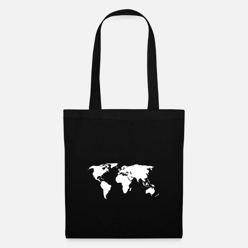 world map Weltkarte - Stoffbeutel - Schwarz