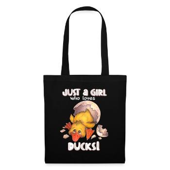 Just a girl who loves ducks - niedliche Ente im Ei - Stoffbeutel - Schwarz - Vorne