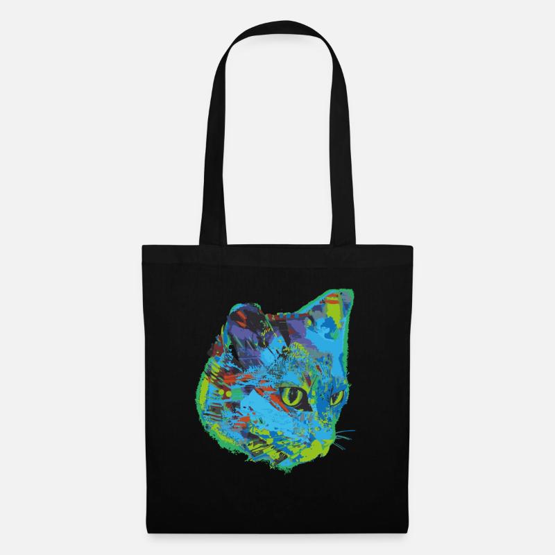 katze, katzenkopf, illustration, graffiti, cat, - Stoffbeutel - Schwarz