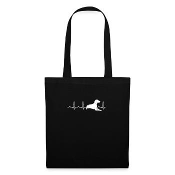 Labrador Hund Geschenk Hundehalter Mama Herzschlag - Stoffbeutel - Schwarz - Vorne
