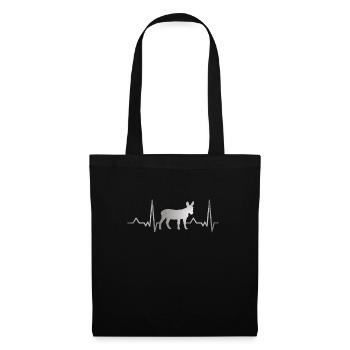 Idée cadeau mules coeur battement âne petit âne - Sac en tissu - noir - Devant