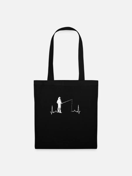 Pêche Baudrier Poisson Ange Battement De Coeur Retro - Sac en tissu - noir
