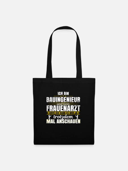 Bauingenieur Geschenkidee Ingenieur Maschinenbau - Stoffbeutel - Schwarz