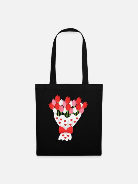 Blumenstrauß - Stoffbeutel - Schwarz
