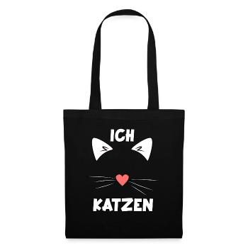 Süßes Katzen Damen Motiv Katzenbesitzerin - Stoffbeutel - Schwarz - Vorne