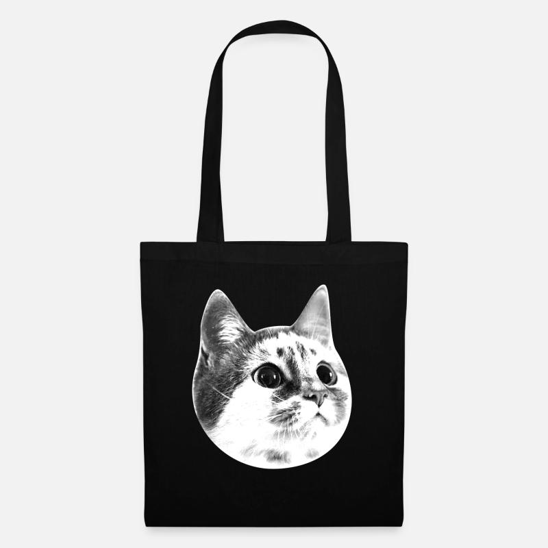 chat blanc - Sac en tissu - noir