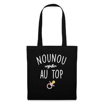 Nounou au top / humour nourrice - Sac en tissu - noir - Devant