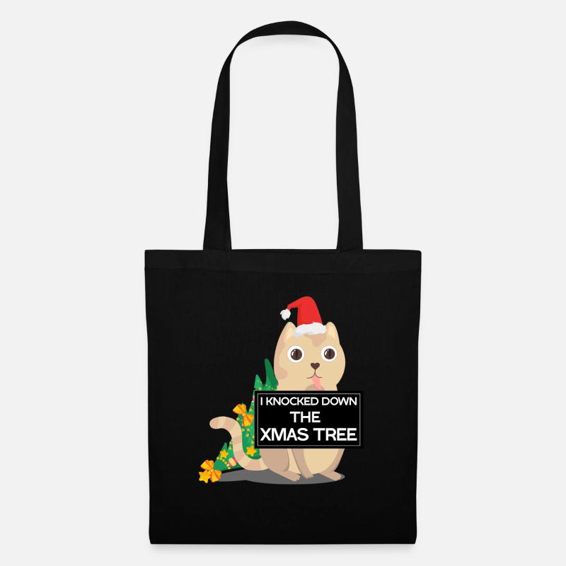 wrong Christmas cat Christmas tree - Tote Bag - black