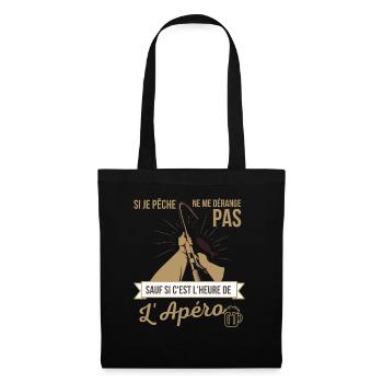 tee-shirt humoristique pour ceux qui aime la pêche - Sac en tissu - noir - Devant