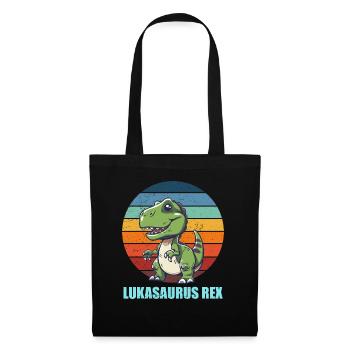 Lukasaurus Rex Geschenkidee für Luka und Lukas - Stoffbeutel - Schwarz - Vorne