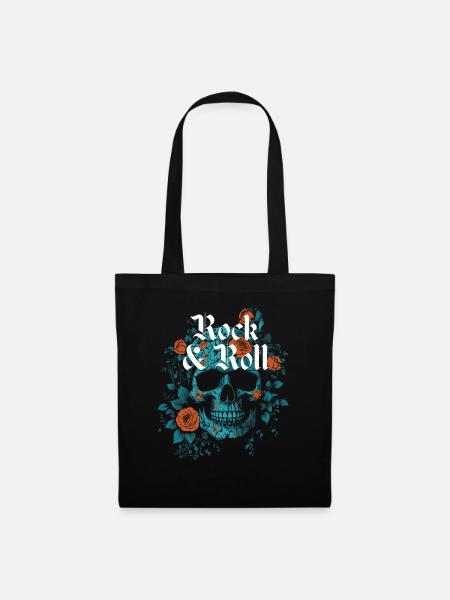 Rock'n'Roll-Totenkopf-Design - Stoffbeutel - Schwarz