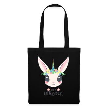 Pastel Rabbit with Floral Crown - Tote Bag - black - Front