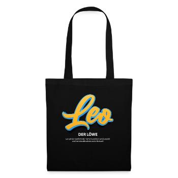 Leo in 3D mit Bedeutung - Stoffbeutel - Schwarz - Vorne