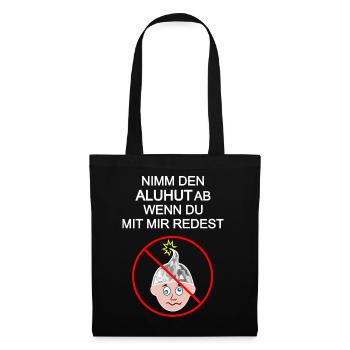 Aluhut, Verschwörung, Verschwörungstheoretiker - Stoffbeutel - Schwarz - Vorne
