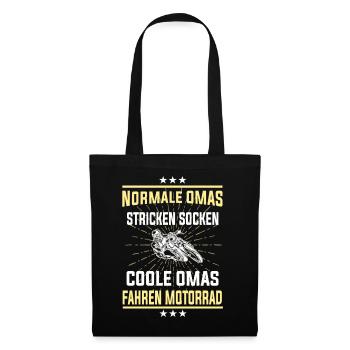 Coole Omas fahren Motorrad - Bikerin Shirt - Stoffbeutel - Schwarz - Vorne