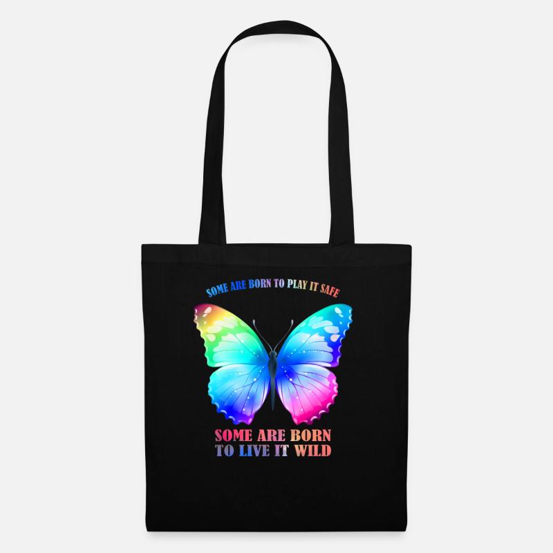 Butterfly Rainbow - Regenbogen Schmetterling Grafik - Stoffbeutel - Schwarz