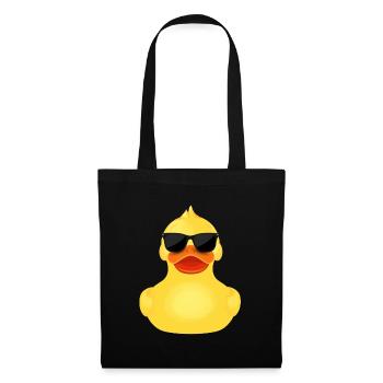 gelbe Ente Quitscheente mit Sonnenbrille Cool - Stoffbeutel - Schwarz - Vorne