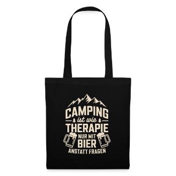 Camping Urlaub Wohnwagen Therapie Bier Leben - Stoffbeutel - Schwarz - Vorne
