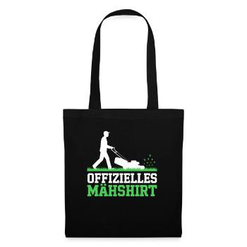 Offizielles Mähshirt Mann Rasenmäher Rasen Gras - Stoffbeutel - Schwarz - Vorne