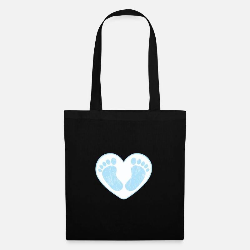 Pieds de bébé mignon garçon en forme de coeur bleu - Sac en tissu - noir