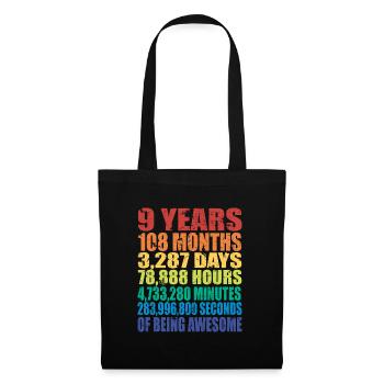 Drôle de cadeau d’anniversaire de 9 ans, 9 ans - Sac en tissu - noir - Devant