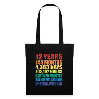 Lustiges Geschenk zum 12. Geburtstag, Alter 12 Jahre alt - Stoffbeutel - Schwarz - Vorne