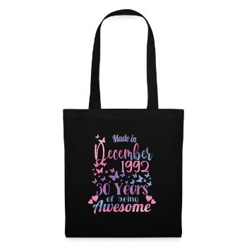 30e anniversaire Décembre 1992 Femmes 30 ans - Sac en tissu - noir - Devant