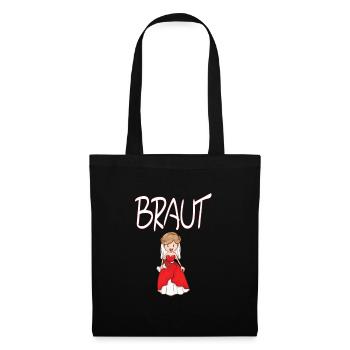 Braut lustige Braut im roten Brautkleid - Stoffbeutel - Schwarz - Vorne