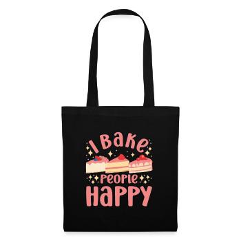 Cake Baker I Bake People Happy Cupcake - Stoffbeutel - Schwarz - Vorne