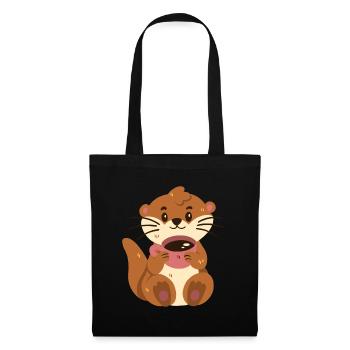 Loutre au café - Sac en tissu - noir - Devant