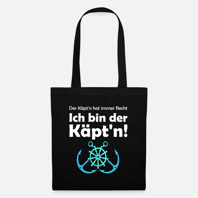 Kapitän maritime maritim Boot Geschenk - Stoffbeutel - Schwarz