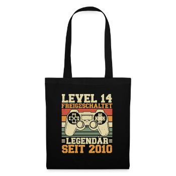Level 14 freigeschaltet Legendär seit 2010 - Stoffbeutel - Schwarz - Vorne