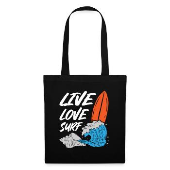 Live Love Surfing - Stoffbeutel - Schwarz - Vorne
