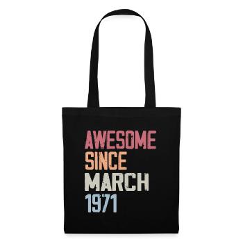 1971 März Geburt Geburtstag März 1971 Geschenk - Stoffbeutel - Schwarz - Vorne