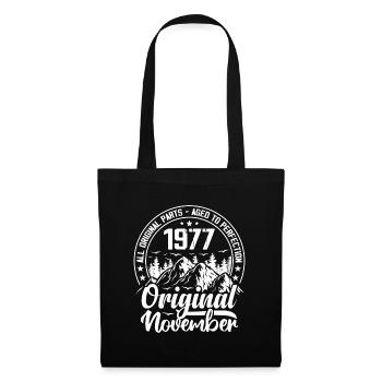 November 1977 Original 47 Jahre altes Geburtstagsgeschenk - Stoffbeutel - Schwarz - Vorne