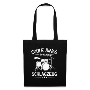 Coole Jungs Spielen Schlagzeug Drummer - Stoffbeutel - Schwarz - Vorne