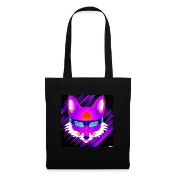 Kitsun Vaporwave Japanische Kami Vaporwave Kitsune - Stoffbeutel - Schwarz - Vorne