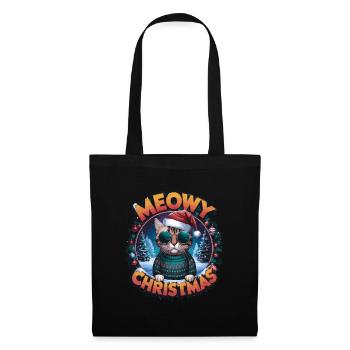 Meowy Christmas - Stoffbeutel - Schwarz - Vorne