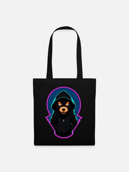 Böser Teddybär Mit Hoodie - Stoffbeutel - Schwarz